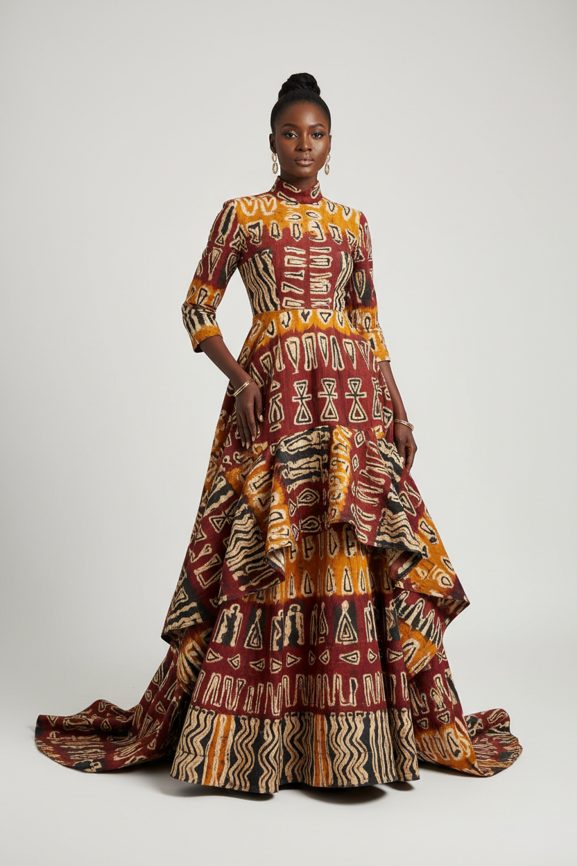Robe Ankara Bogolan Femme
